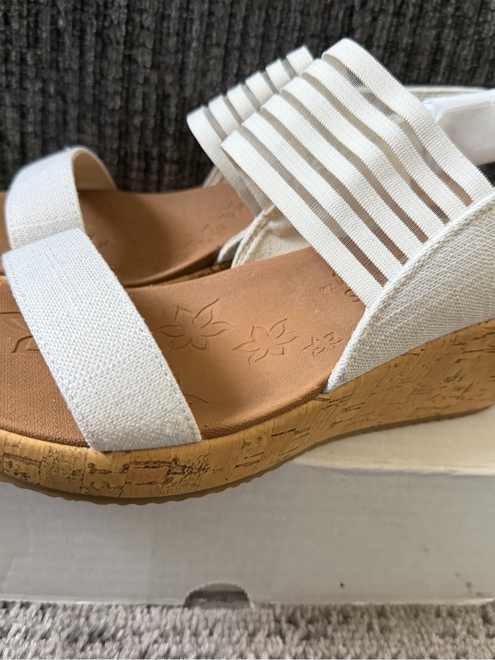 Skechers White and Tan Wedge Sandals - Picture 5 of 9